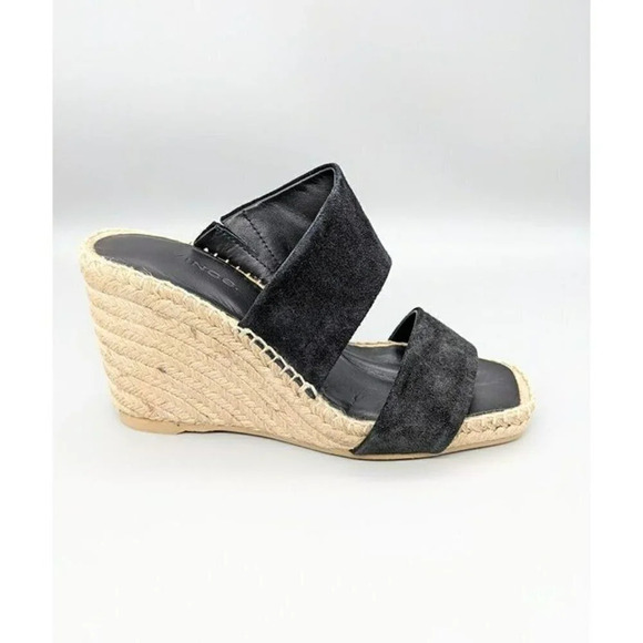 VINCE Garlin Women's Black Suede Wedge Espadrille Mules Size 5 M MSRP $295 - Picture 2 of 8